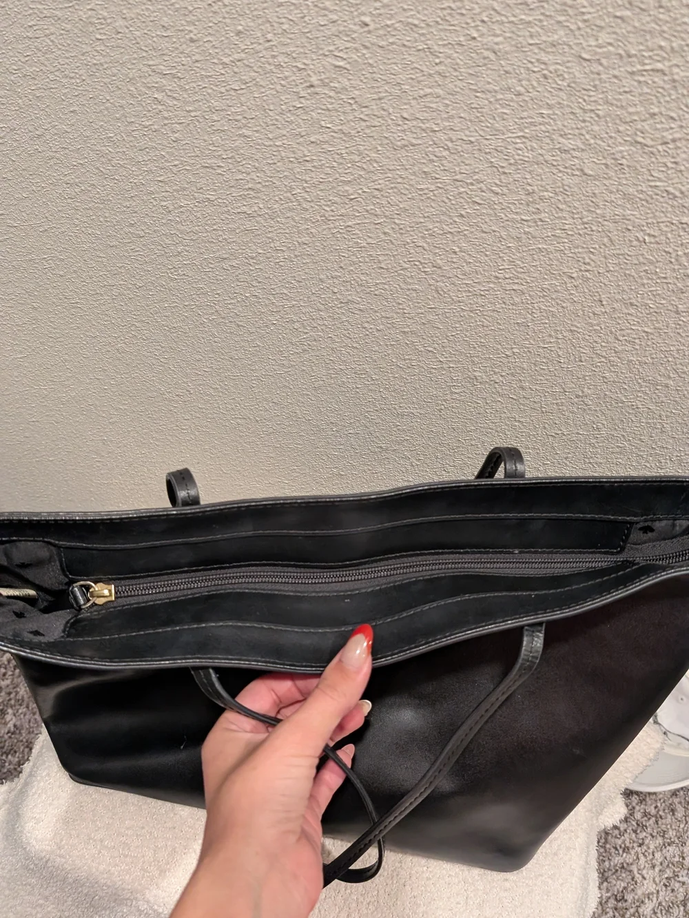 kate spade Black Leather Tote with Gold Logo